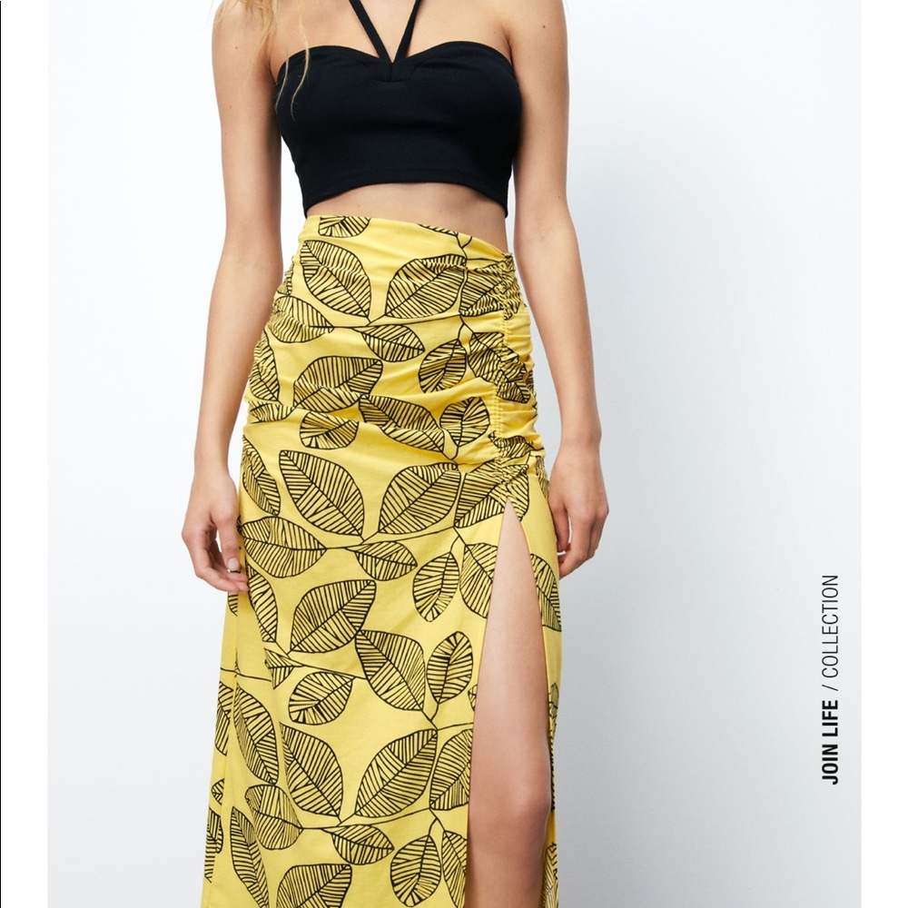 ZARA LINEN BLEND Yellow SKIRT